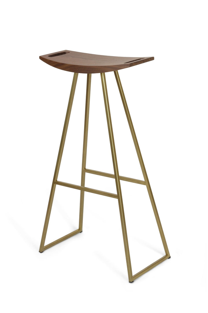 Roberts Bar Stool - Tronk - Stools + Benches + Ottomans - Walnut - Brassy Gold - HORNE