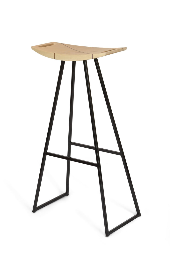 Roberts Bar Stool - Tronk - Stools + Benches + Ottomans - Maple with Walnut Inlay - Black - HORNE