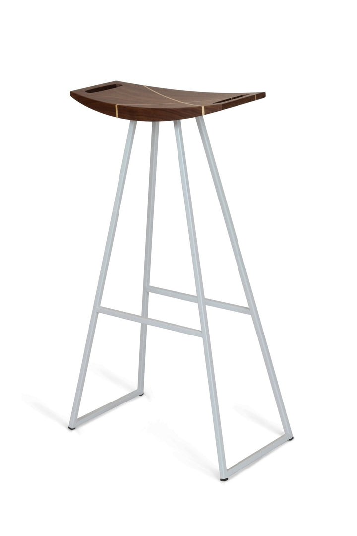 Roberts Bar Stool - Tronk - Stools + Benches + Ottomans - Walnut with Maple Inlay - White - HORNE