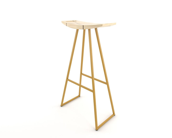 Roberts Bar Stool - Tronk - Stools + Benches + Ottomans - Maple with Walnut Inlay - Mustard - HORNE