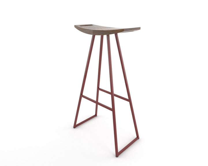 Roberts Bar Stool - Tronk - Stools + Benches + Ottomans - Walnut - Blood Red - HORNE