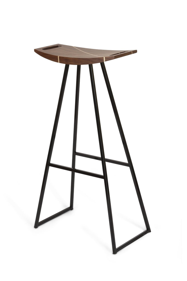 Roberts Bar Stool - Tronk - Stools + Benches + Ottomans - Walnut with Maple Inlay - Black - HORNE