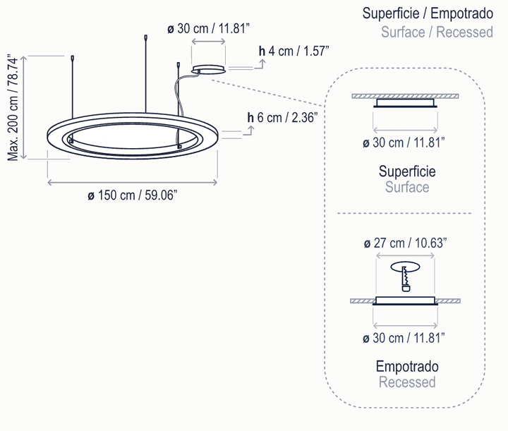 Roda S/150 LED Dimmable Pendant - Bover - Pendants - White - Surface Canopy - HORNE