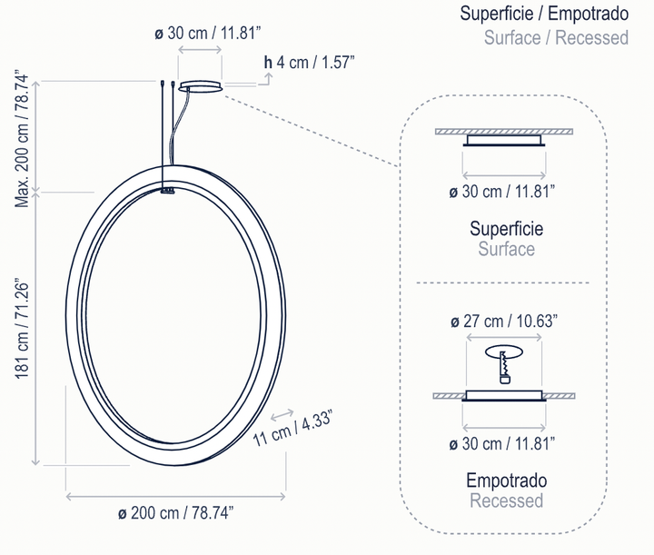 Roda S/200/V LED Dimmable Pendant - Bover - Pendants - White - Surface Canopy - HORNE