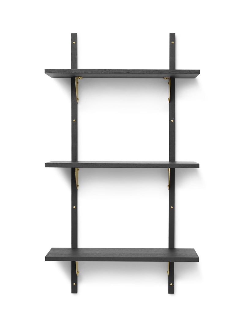 Sector Triple Narrow - Ferm Living - Shelving - Dark Stained Ash/Black Brass - HORNE