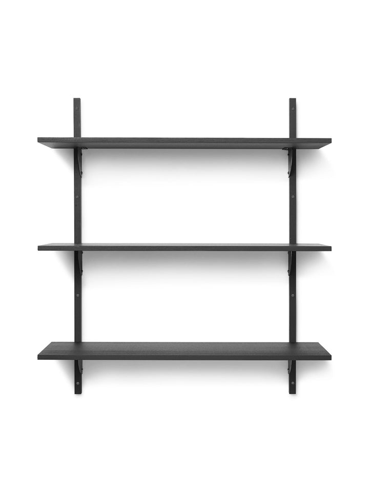 Sector Triple Wide - Ferm Living - Shelving - Dark Stained Ash/Black Brass - HORNE