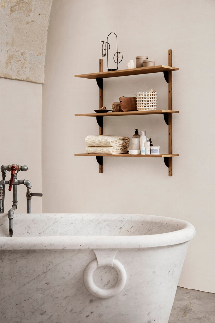 Sector Triple Wide - Ferm Living - Shelving - Natural Oak/Black Brass - HORNE