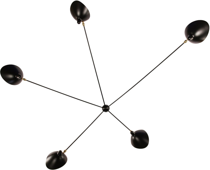 Serge Mouille 5 Still Arm Spider Ceiling Lamp