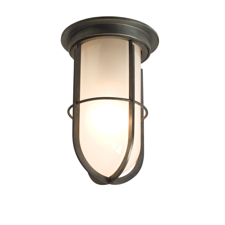 Ship's Companionway Light With Guard - Davey Lighting - Ceiling Lights - Weathered Brass - Frosted - HORNE