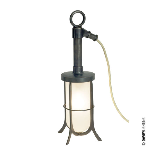 Ship's Well Glass 7523 Table Light - Davey Lighting Table + Task - Weathered Brass - Frosted Glass - HORNE