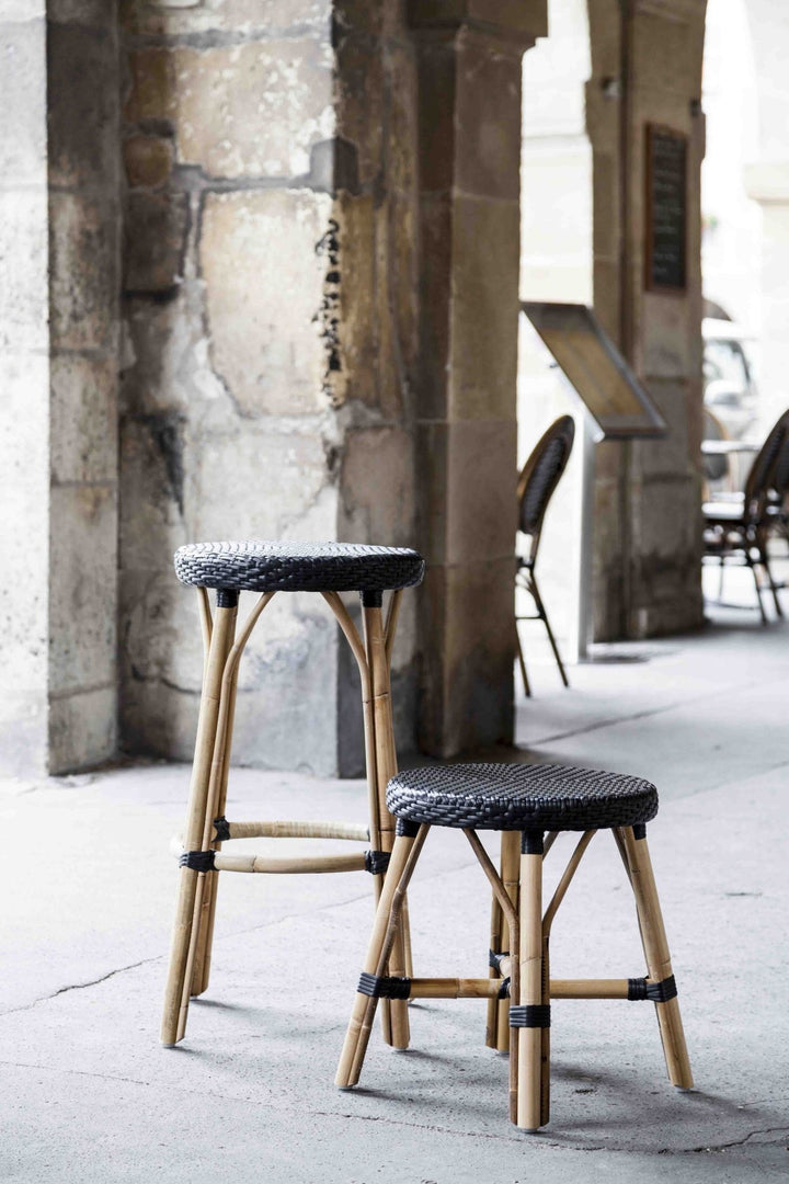 Simone Rattan Bar Stool - Sika Design - Stools + Benches + Ottomans - White / Cappuccino Dots - HORNE