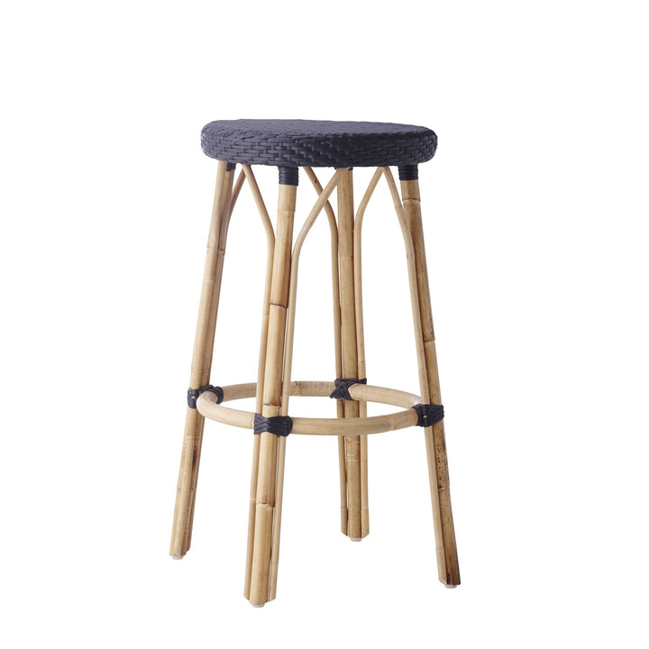 Simone Rattan Bar Stool - Sika Design - Stools + Benches + Ottomans - Black / Black - HORNE