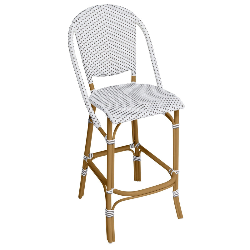 Sofie Bar Stool AluRattan - Sika Design - Stools + Benches + Ottomans - White - White / Cappuccino Dots - HORNE