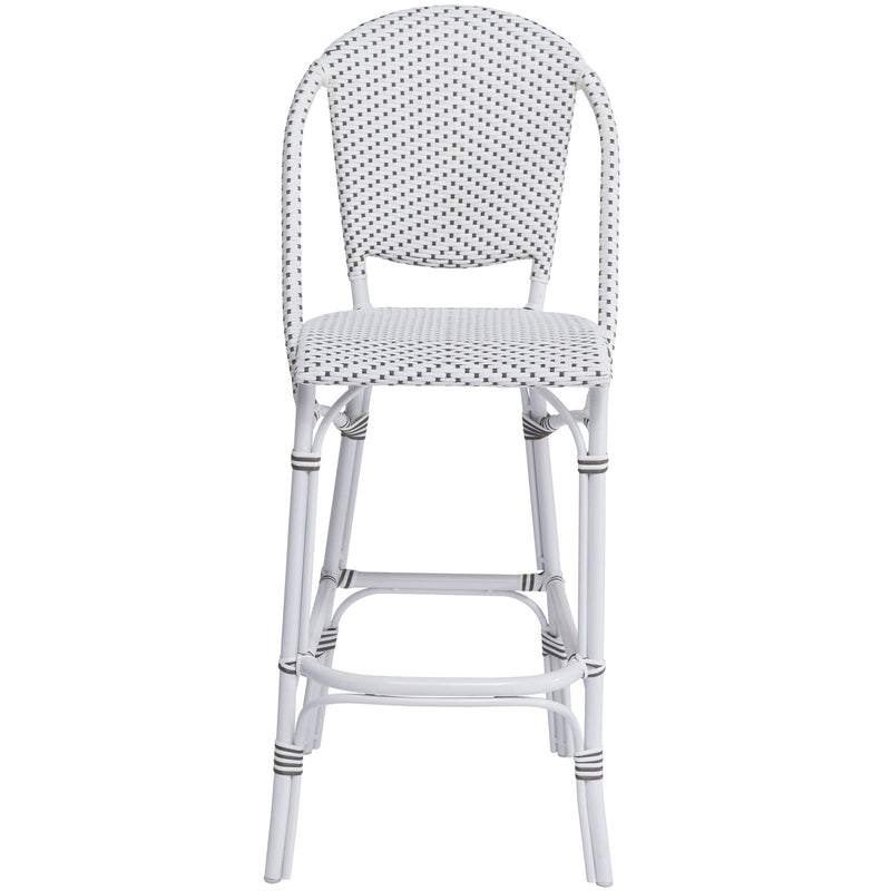 Sofie Bar Stool AluRattan - Sika Design - Stools + Benches + Ottomans - White - White / Cappuccino Dots - HORNE