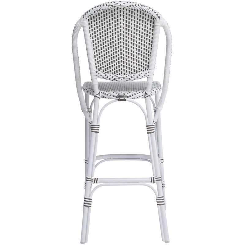 Sofie Bar Stool AluRattan - Sika Design - Stools + Benches + Ottomans - White - White / Cappuccino Dots - HORNE