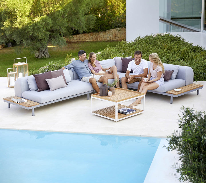 Space 2 - Seater Sofa - Cane Line - Outdoor Furniture - Long Teak Side & Short Cushion - HORNE