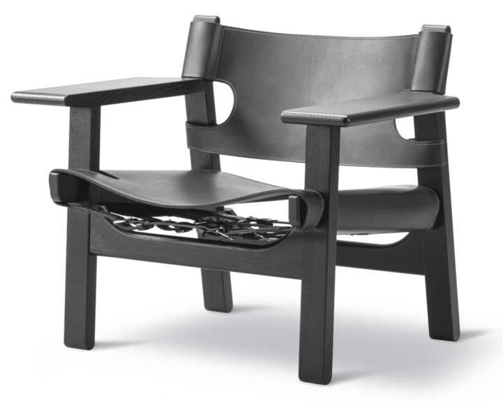 Spanish Chair - Fredericia - Chairs - Black Leather/Black Lacquered Oak - HORNE
