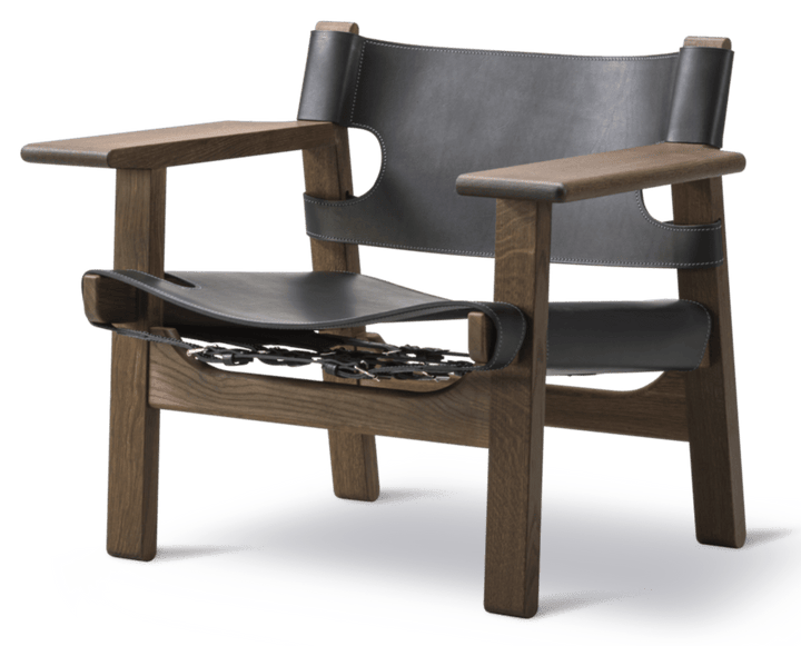 Spanish Chair - Fredericia - Chairs - Black Leather/Smoked Oak - HORNE