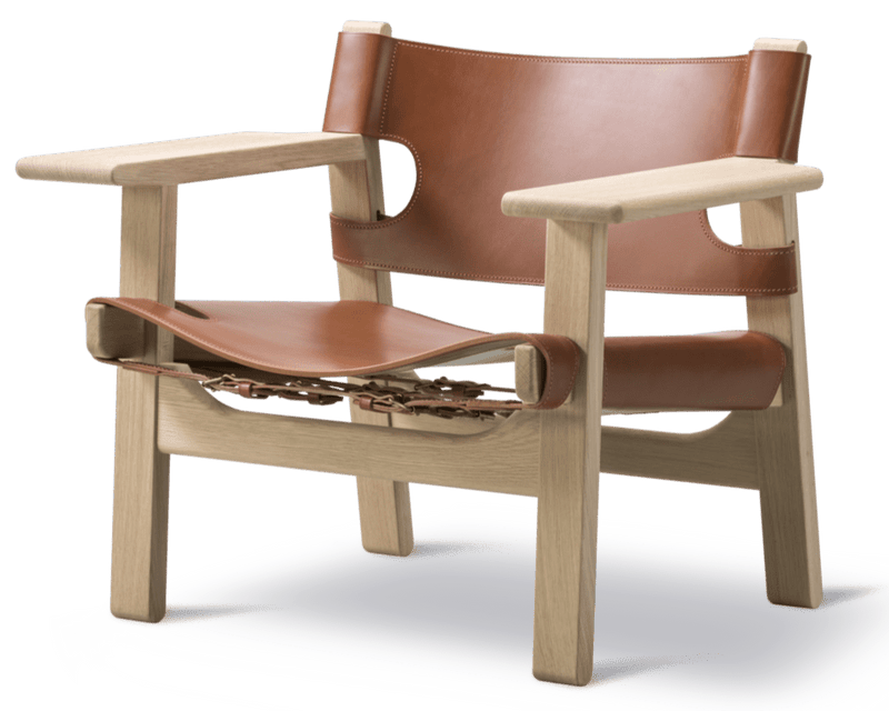 Spanish Chair - Fredericia - Chairs - Natural Saddle Leather/Soaped Oak - HORNE