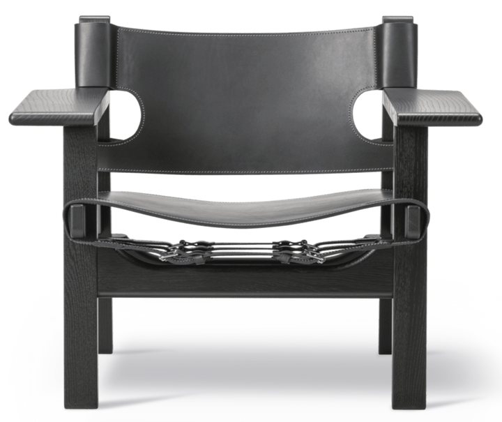 Spanish Chair - Fredericia - Chairs - Black Leather/Black Lacquered Oak - HORNE