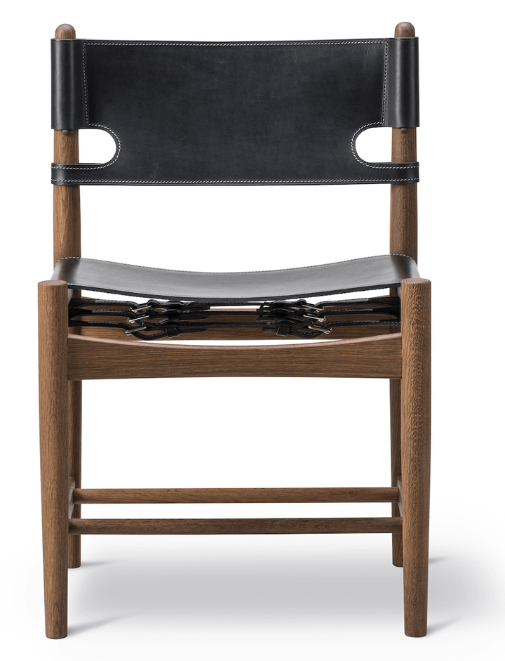 Spanish Dining Chair - Fredericia - Chairs - Black Leather/Smoked Oak - HORNE
