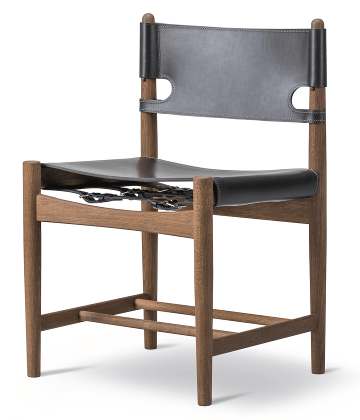 Spanish Dining Chair - Fredericia - Chairs - Black Leather/Smoked Oak - HORNE