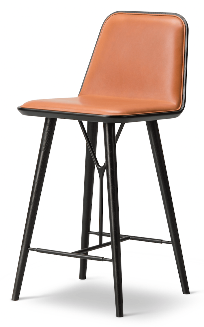 Spine Wood Base Barstool - Black Lacquered Oak - Fredericia - Stools + Benches + Ottomans - Counter Height - Max 95 - HORNE