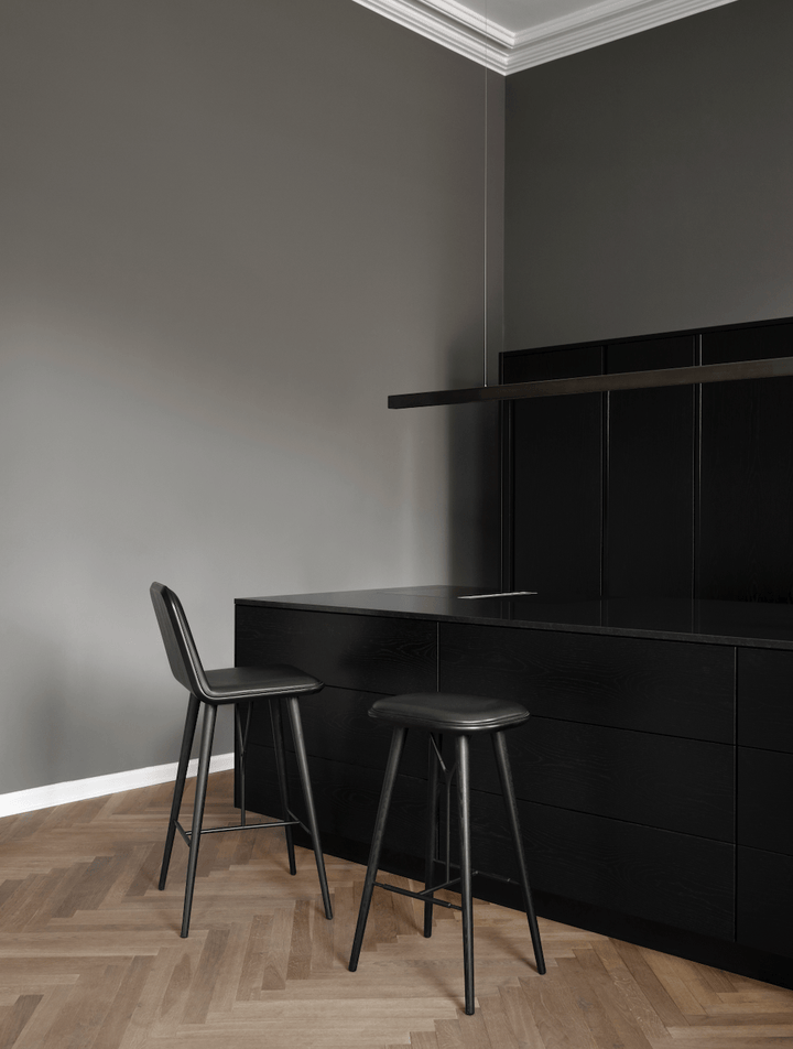 Spine Wood Base Stool - Black Lacquered Oak - Fredericia - Stools + Benches + Ottomans - Bar Height - Primo 88 - HORNE