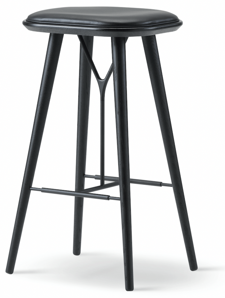 Spine Wood Base Stool - Black Lacquered Oak - Fredericia - Stools + Benches + Ottomans - Bar Height - Primo 88 - HORNE