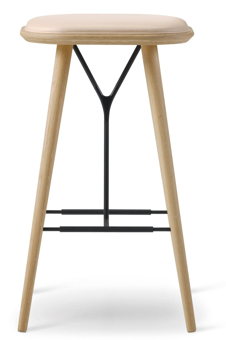 Spine Wood Base Stool - Lacquered Oak - Fredericia - Stools + Benches + Ottomans - Bar Height - Vegeta 90 - HORNE