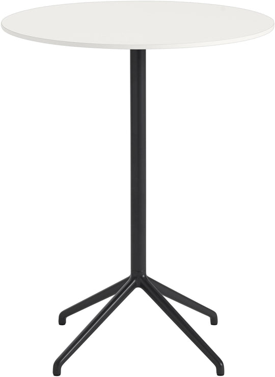 Still Round Cafe Table - Medium - Muuto - Table + Task - White Top & Black Base - HORNE