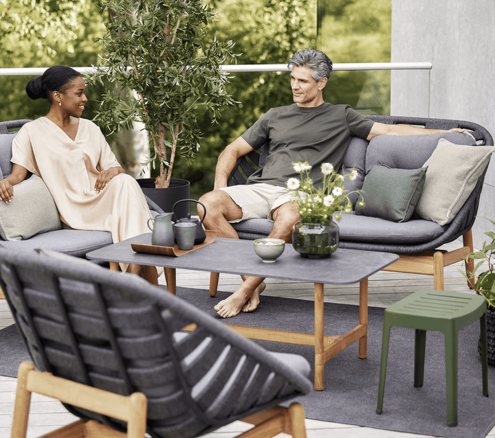 Strington Lounge Chair - Cane Line - Outdoor Furniture - Taupe AirTouch w/ Teak Frame - HORNE