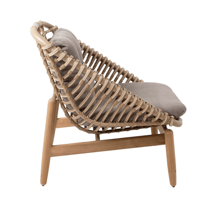 Strington Lounge Chair - Cane Line - Outdoor Furniture - Taupe AirTouch w/ Teak Frame - HORNE