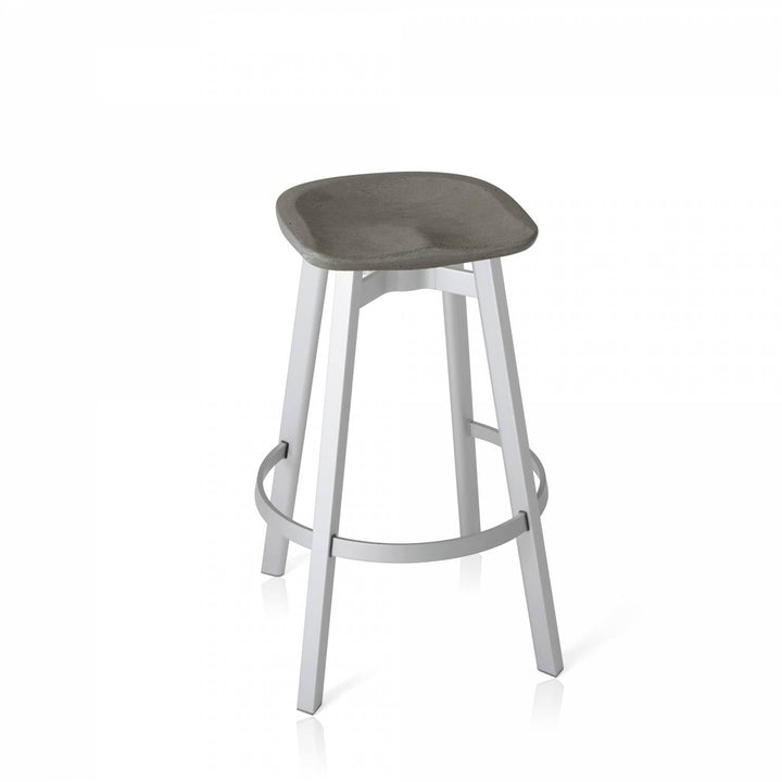 Su By Nano Barstool - Emeco - Stools + Benches + Ottomans - Eco Concrete - Natural Anodized - HORNE