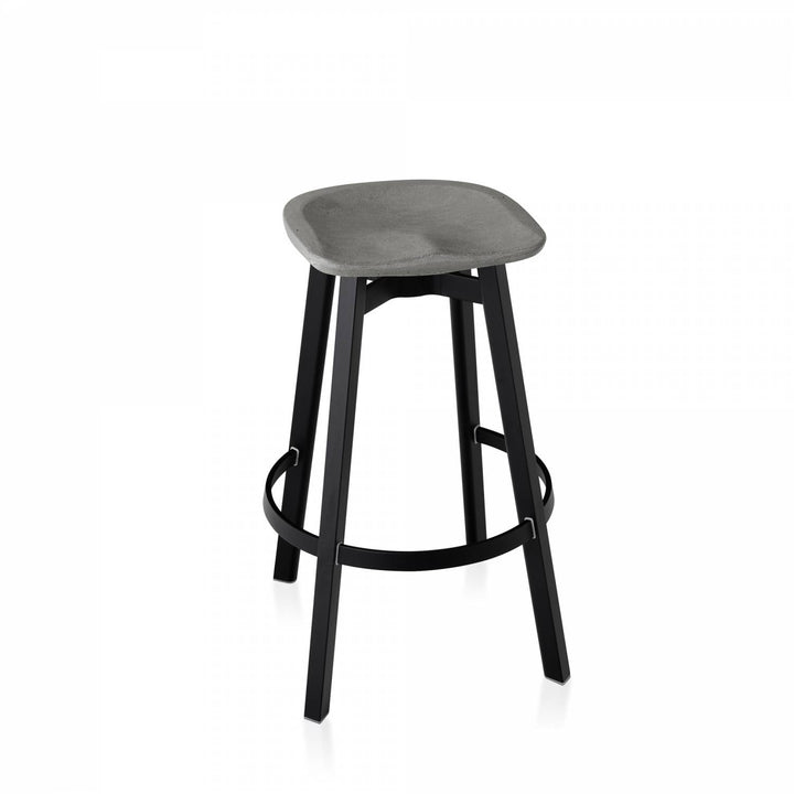 Su By Nano Barstool - Emeco - Stools + Benches + Ottomans - Eco Concrete - Black Anodized - HORNE