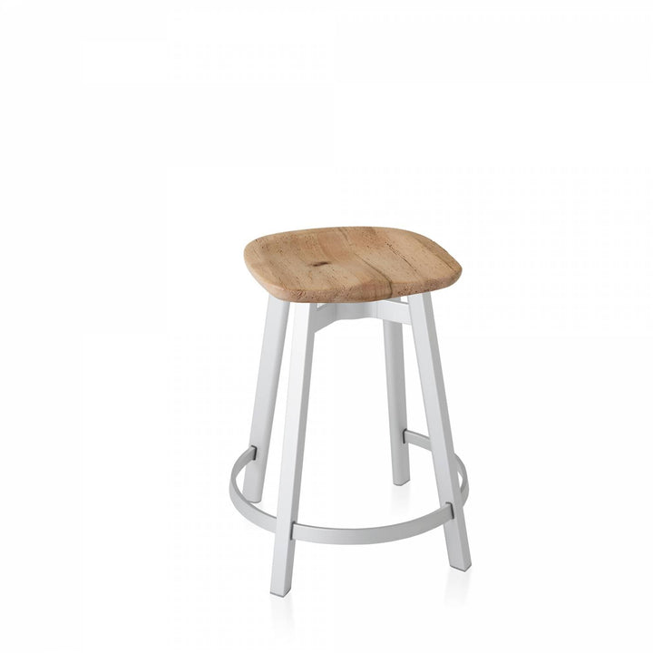 Su by Nano Counter Stool - Emeco - Stools + Benches + Ottomans - Reclaimed Wood - Natural Anodized Aluminum - HORNE