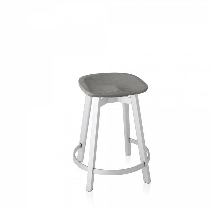 Su by Nano Counter Stool - Emeco - Stools + Benches + Ottomans - Eco Concrete - Natural Anodized Aluminum - HORNE