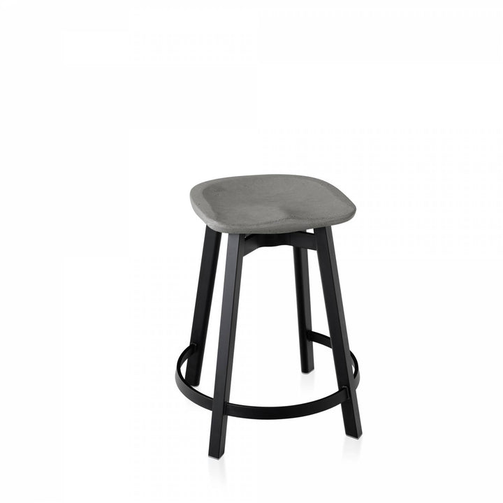 Su by Nano Counter Stool - Emeco - Stools + Benches + Ottomans - Eco Concrete - Black Anodized Aluminum - HORNE