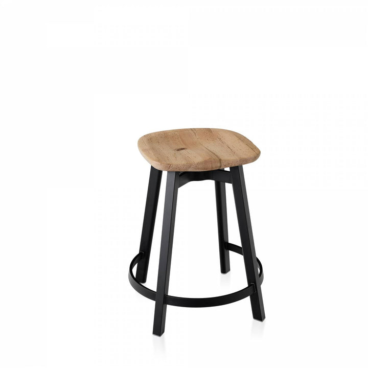 Su by Nano Counter Stool - Emeco - Stools + Benches + Ottomans - Reclaimed Wood - Black Anodized Aluminum - HORNE