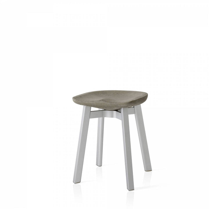 Su by Nano Small Stool - Emeco - Stools + Benches + Ottomans - Eco Concrete - Natural Anodized Aluminum - HORNE