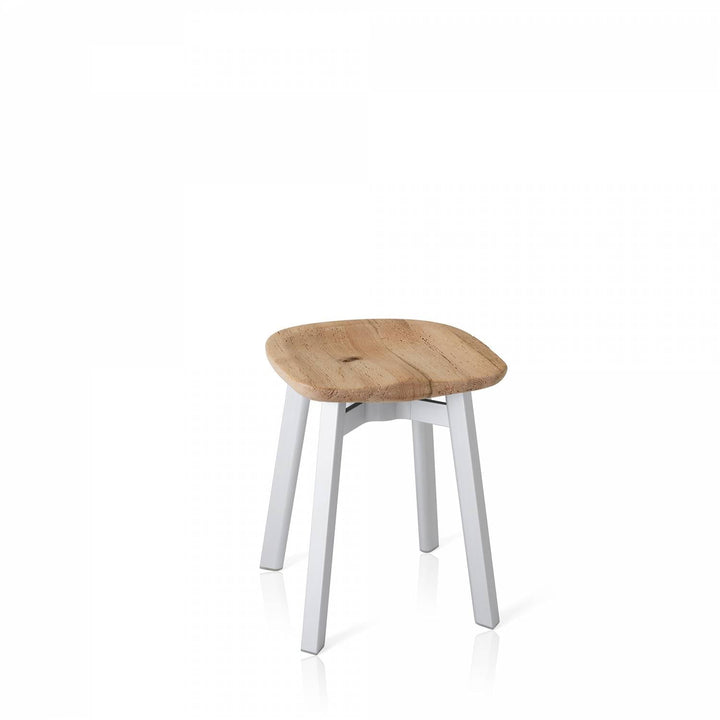 Su by Nano Small Stool - Emeco - Stools + Benches + Ottomans - Reclaimed Wood - Natural Anodized Aluminum - HORNE