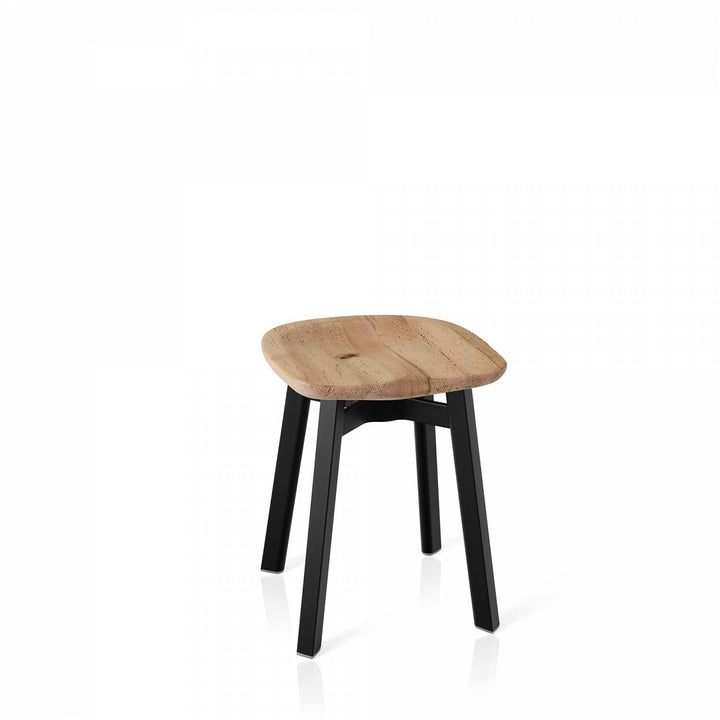 Su by Nano Small Stool - Emeco - Stools + Benches + Ottomans - Reclaimed Wood - Black Anodized Aluminum - HORNE