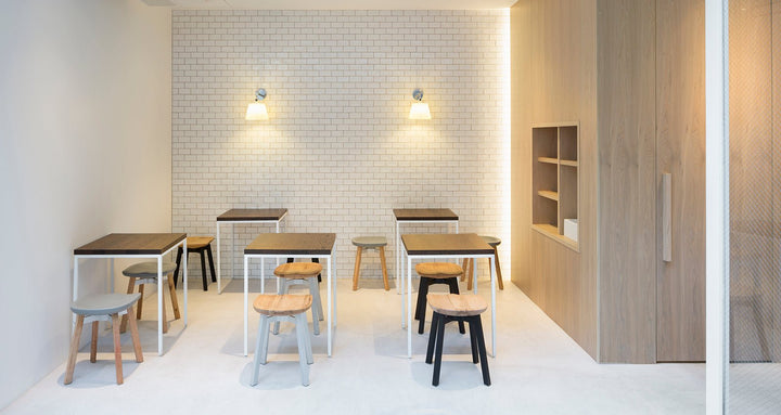 Su by Nano Small Stool - Emeco - Stools + Benches + Ottomans - Reclaimed Wood - Black Anodized Aluminum - HORNE