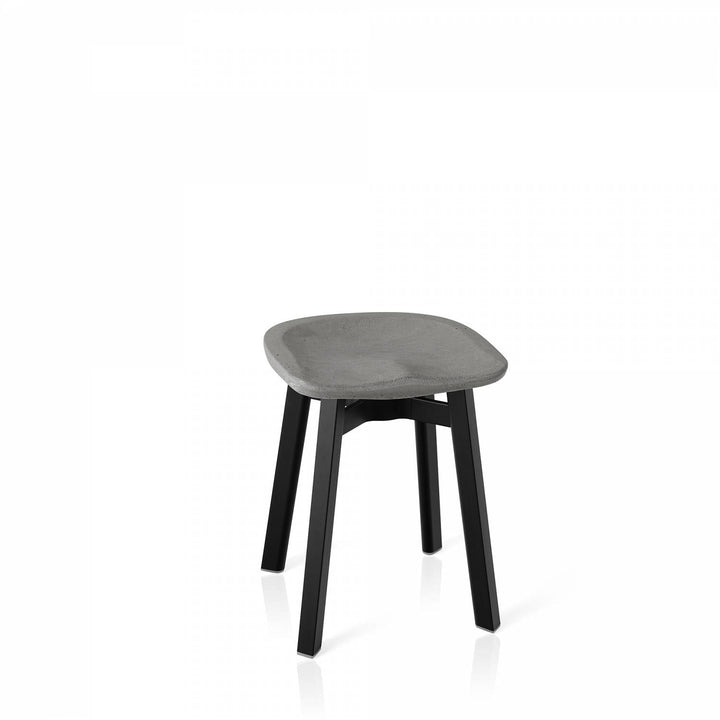Su by Nano Small Stool - Emeco - Stools + Benches + Ottomans - Eco Concrete - Black Anodized Aluminum - HORNE