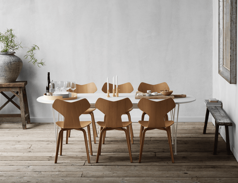 Superellipse™ Extendable Dining Table - Fritz Hansen - Table + Task - White Finix Laminate - Chromed Steel - HORNE
