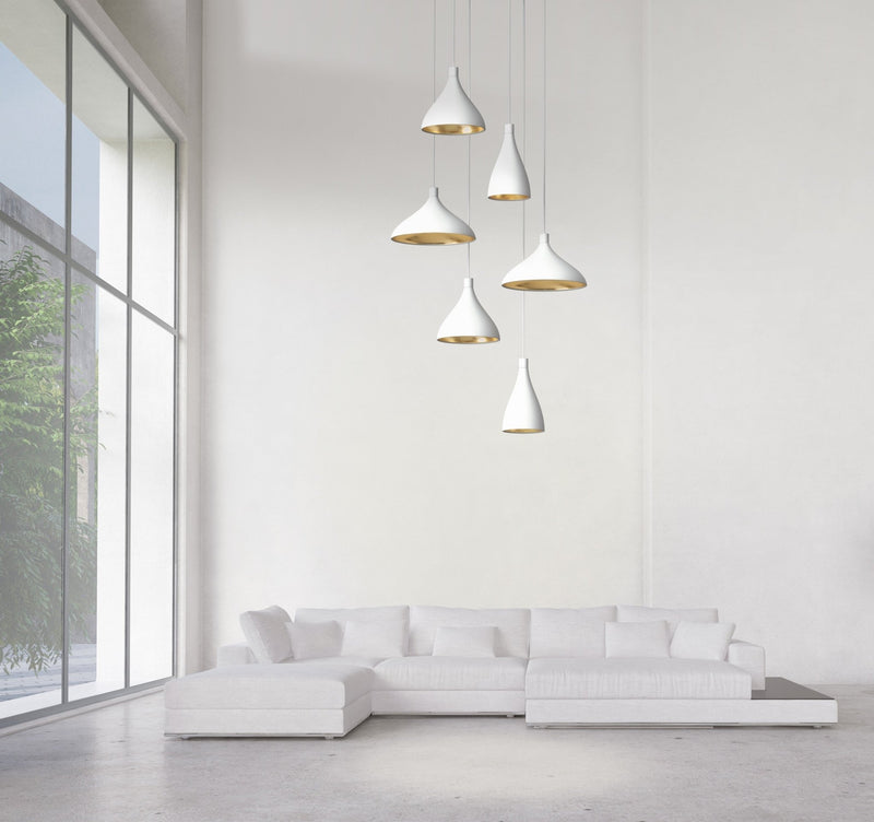 Swell Chandelier - Pablo Designs - Chandeliers - Set of 3 - White/Brass - HORNE