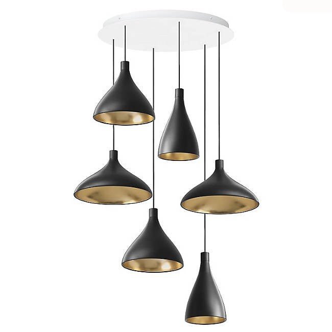 Swell Chandelier - Pablo Designs - Chandeliers - Set of 3 - White/Brass - HORNE