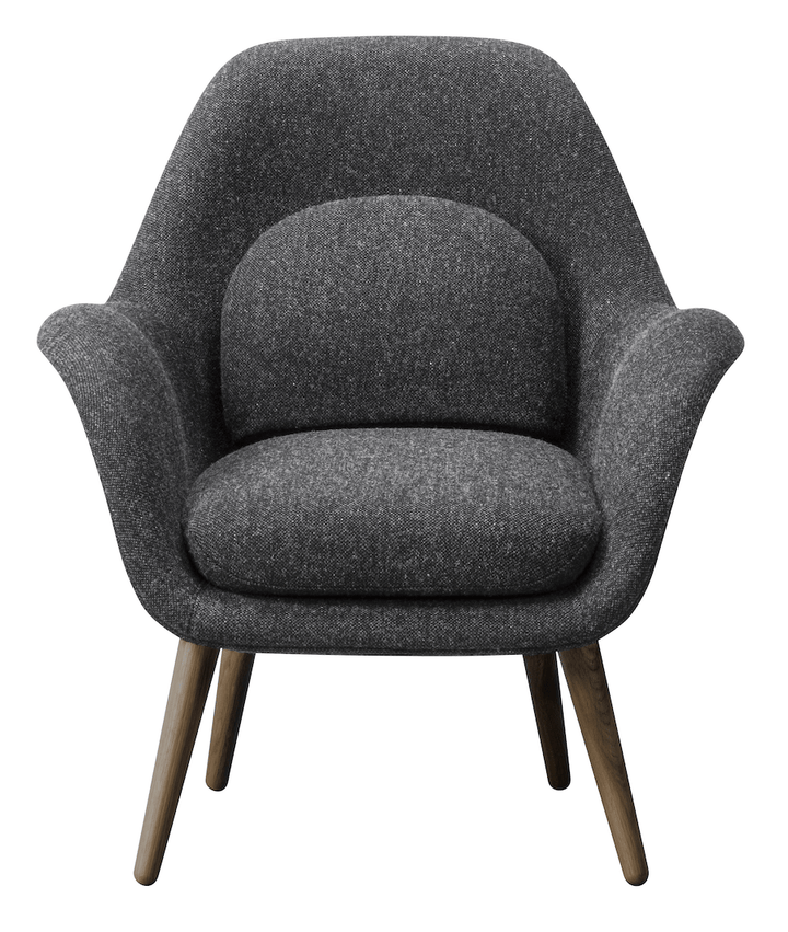 Swoon Lounge Petit Wood Base - Walnut - Fredericia - Chairs - Hallingdal 180 - HORNE