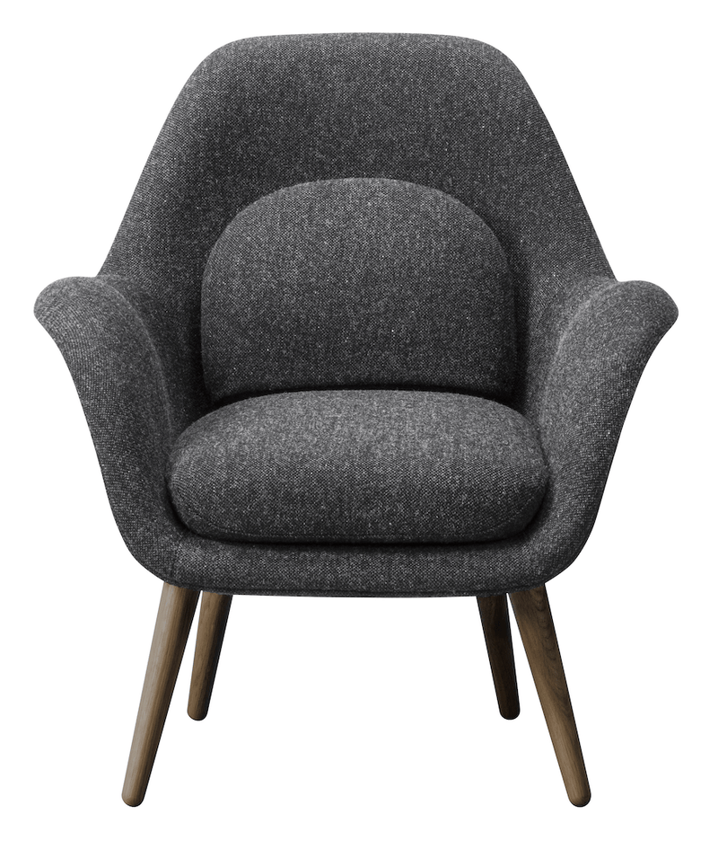 Swoon Lounge Petit Wood Base - Walnut - Fredericia - Chairs - Hallingdal 180 - HORNE