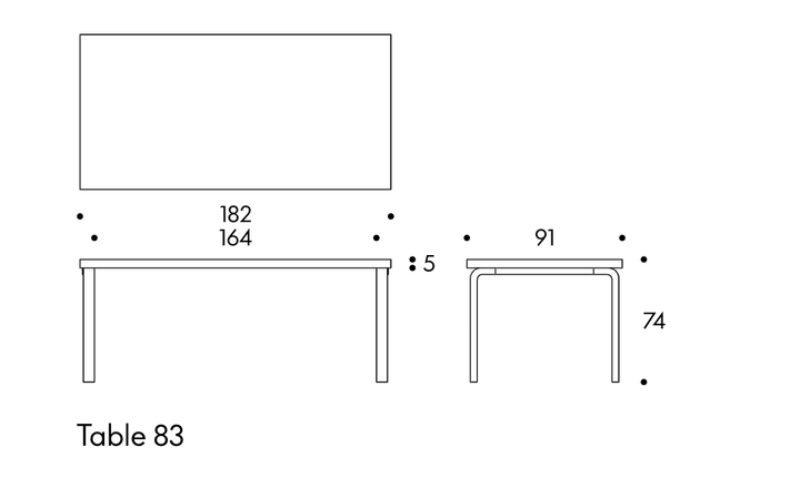 Table 83 by Alvar Aalto - Artek - Tables + Desks - Black Linoleum Top - HORNE